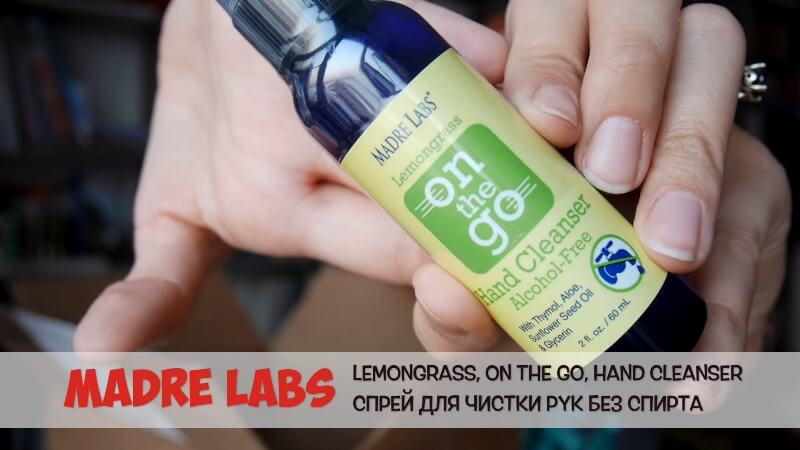 Madre Labs, средство очистки рук, без спирта, с алоэ 